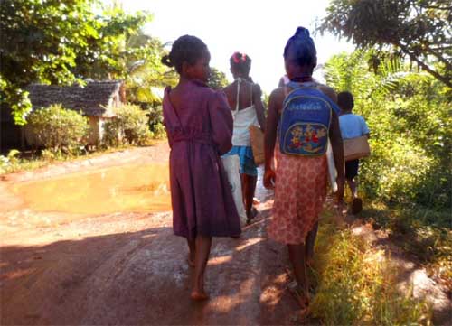 Sur le chemin de l'école d'Ambodirafia à Madagascar