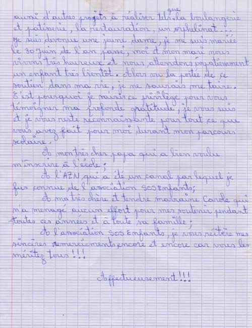 Lettre d'une étudiante Burkinabé à sa marraine