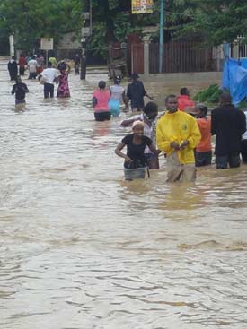 Inondation causée par le cyclone Sandy en Haïti sur La Plaine Fourgy