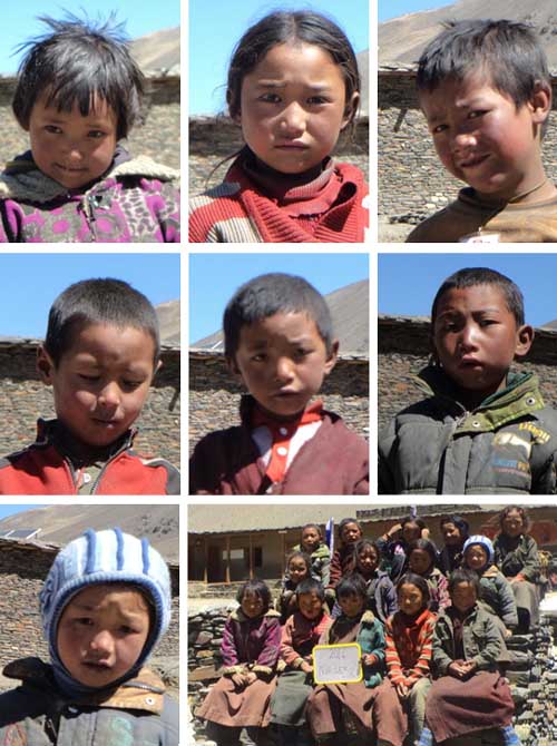 Enfants du Tibet, les élèves de la nursery de l'école de Ting Kyu au Népal promotion 2014