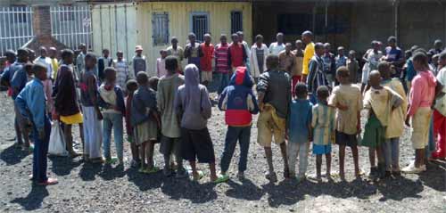Rassemblement des enfants des rues au Point d'Ecoute de Gisenyi