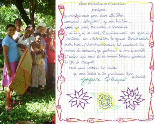 Lettre d'une orpheline de l'Ile Ste Marie à ses parrains et marraines de France