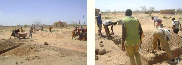 Construction des cases pour hôtes de passage, Ferme Pilote de Goèma, Burkina Faso