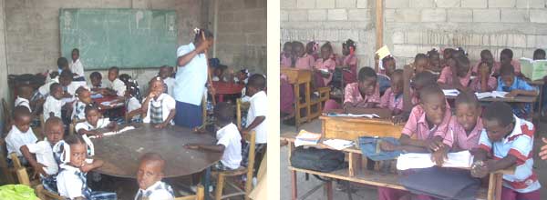 Classe provisoire dans l'école annexe St Alphonse de Cité Soleil