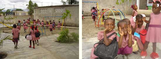 Les enfants dans la cour de la section Préscolaire - Ecole St Alphonse, Cité Soleil, Haïti