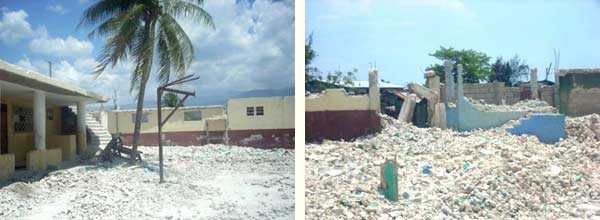 Démolition des bâtiments gravement endommagés de l'école St Alphonse de Cité Soleil