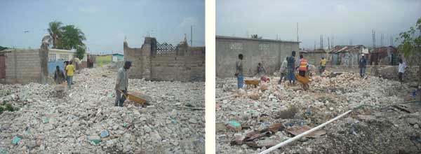 Démolition des bâtiments gravement endommagés de l'école St Alphonse de Cité Soleil
