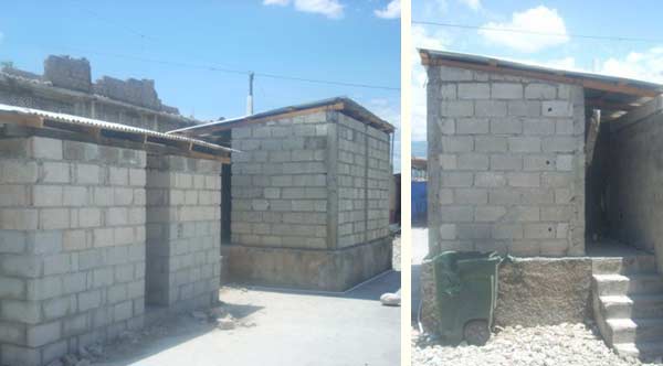 Un bloc sanitaire a été construit dans la cour de l'ancien centre de formation de l'école St Alphonse de Cité Soleil en Haïti
